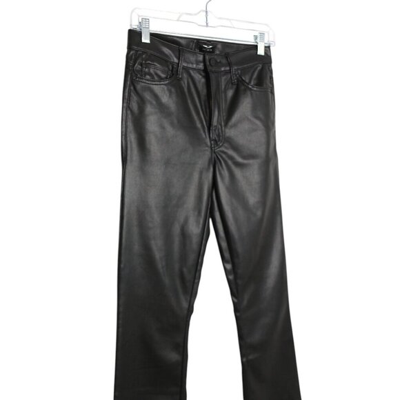 Mother Denim Insider Ankle Black Vegan Leather Pants Wax On Wax Off Size 27 - Picture 3 of 12